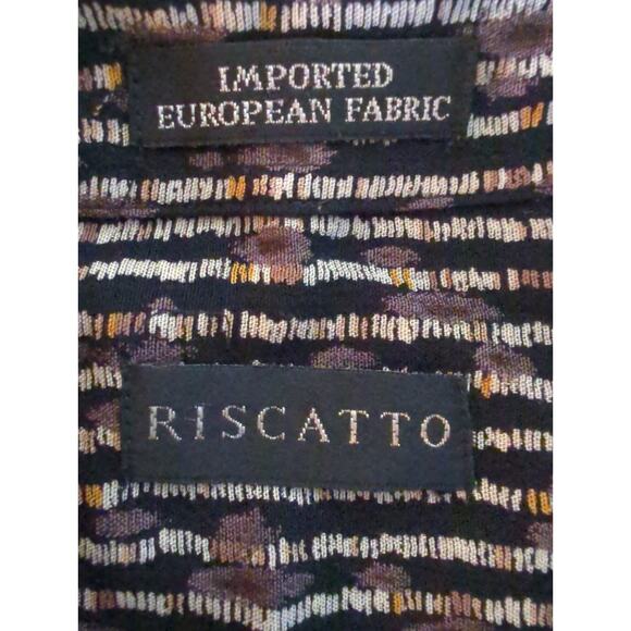 RISCATTO Black, Brown, Tan & Cream Short Sleeve Collared Shirt Men's Size M VTG - Picture 2 of 7